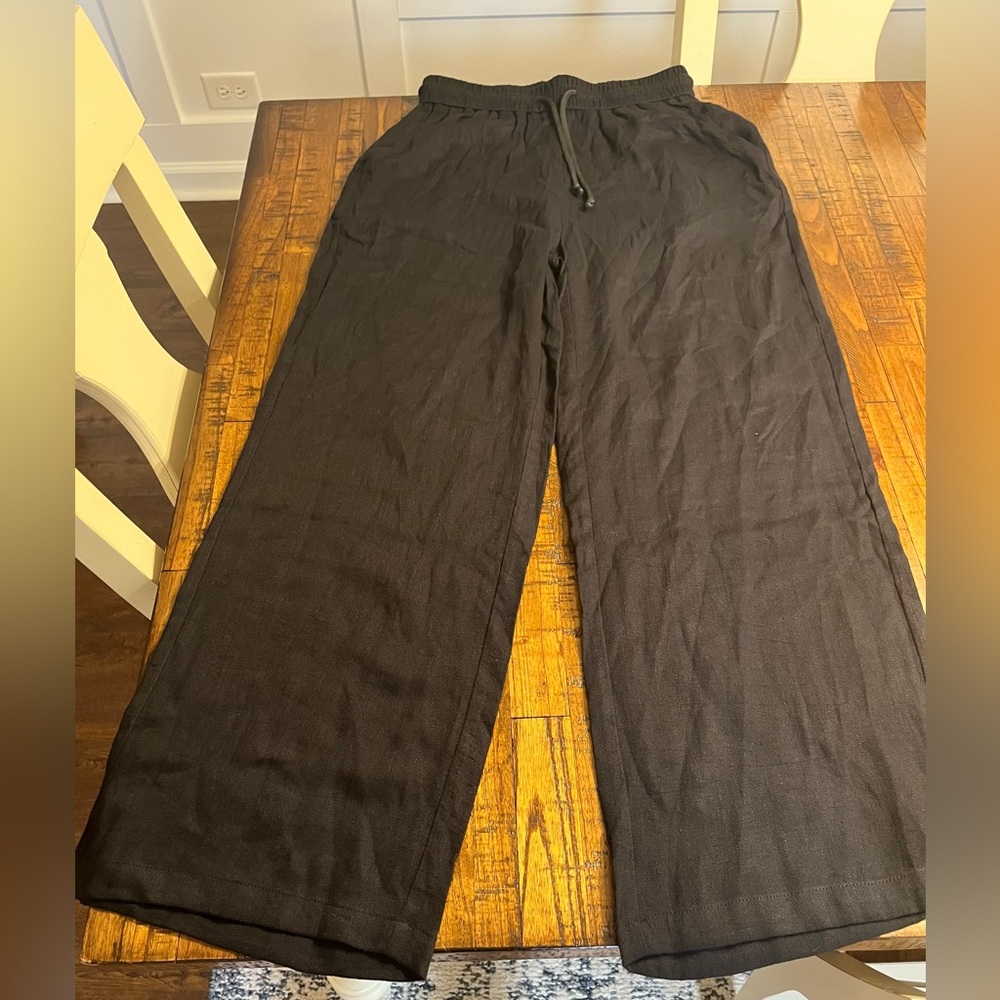 Halara Wide Leg Linen Pants Size S Black
